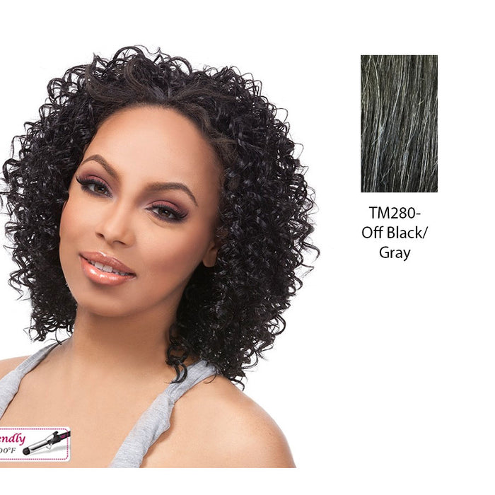 Futura Synthetic Half Wig Audrey,Two tone mix of off black with 15% gray roots and gray tips