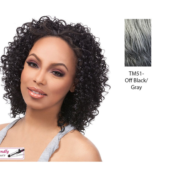 Futura Synthetic Half Wig Audrey,Two tone mix of off black with 80% gray roots and gray tips