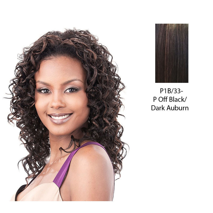 Premium Quality Hw Half Wig Ebony,Off black base with dark auburn highlights