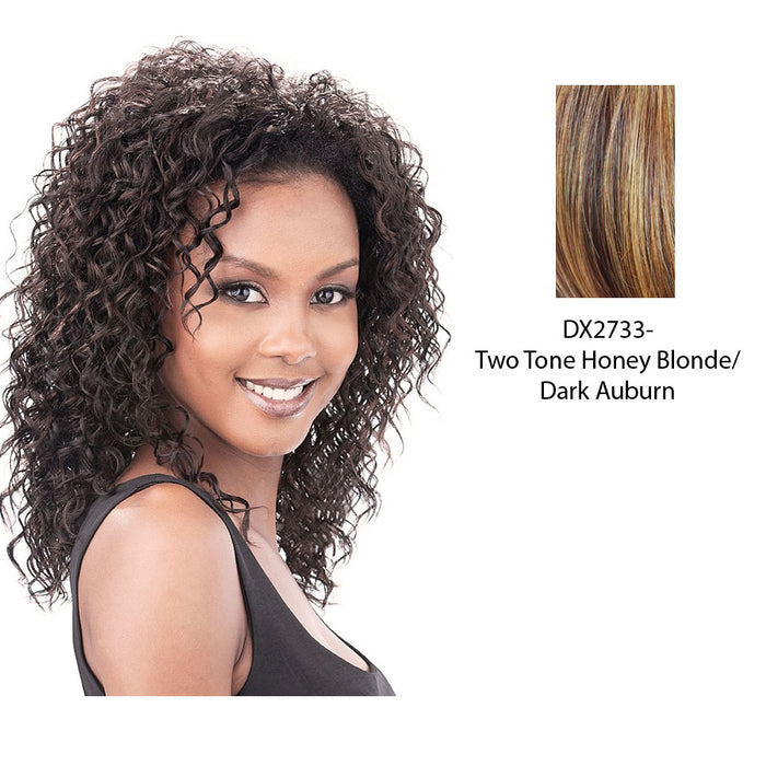 Premium Quality Half Wig Fame,Two tone frost blend of strawberry blonde layer over dark auburn bottom