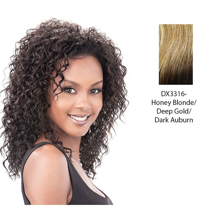 Premium Quality Half Wig Fame,Two tone frost blend of honey blonde and deep gold layer over dark auburn bottom