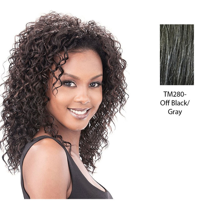 Premium Quality Half Wig Fame,Two tone mix of off black with 15% gray roots and gray tips