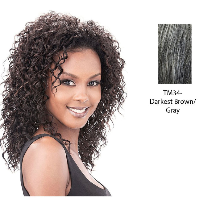 Premium Quality Half Wig Fame,Two tone mix of darkest brown with 5% gray roots with gray tips