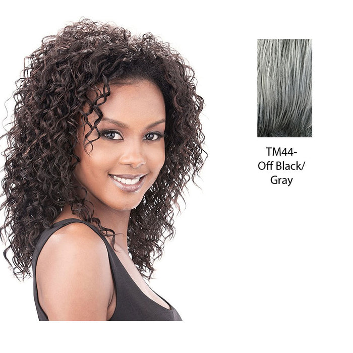 Premium Quality Half Wig Fame,Two tone mix of off black with 50 gray roots with gray tips