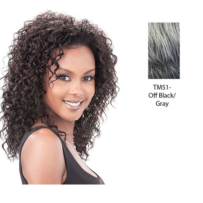 Premium Quality Half Wig Fame,Two tone mix of off black with 80% gray roots and gray tips