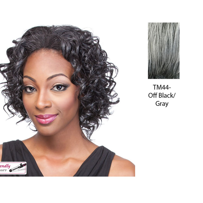 Synthetic Half Wig Grace,Two tone mix of off black with 50% gray roots with gray tips