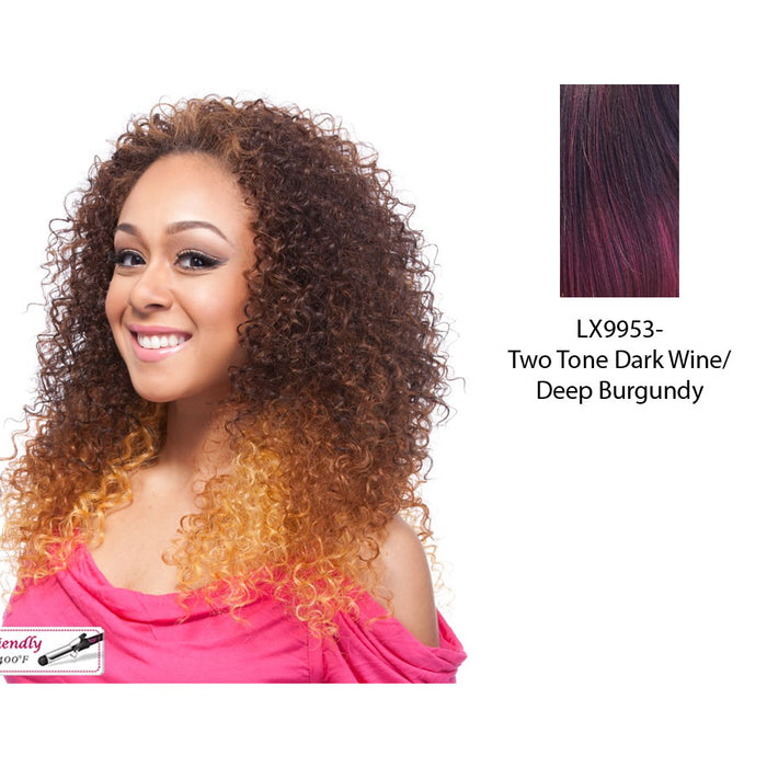 Lawrencia Synthetic Half Wig,Two tone frost blend of dark wine layer over deep burgundy bottom