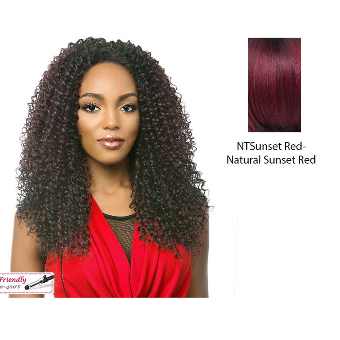 Mirabell Synthetic Premium Long, Curly Texture Half Wig,NT SUNSET RED