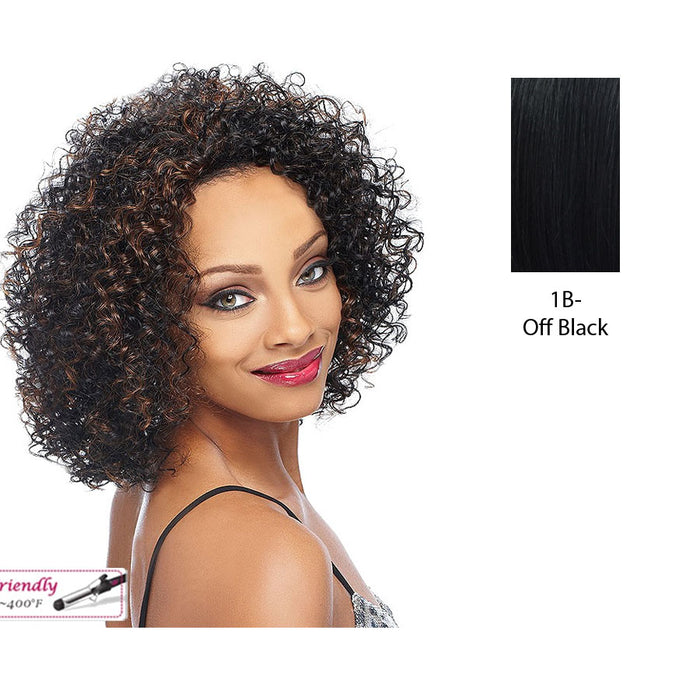 Deep Curly Futura Synthetic High Heat Resistant Half Wig Natasha,Off black