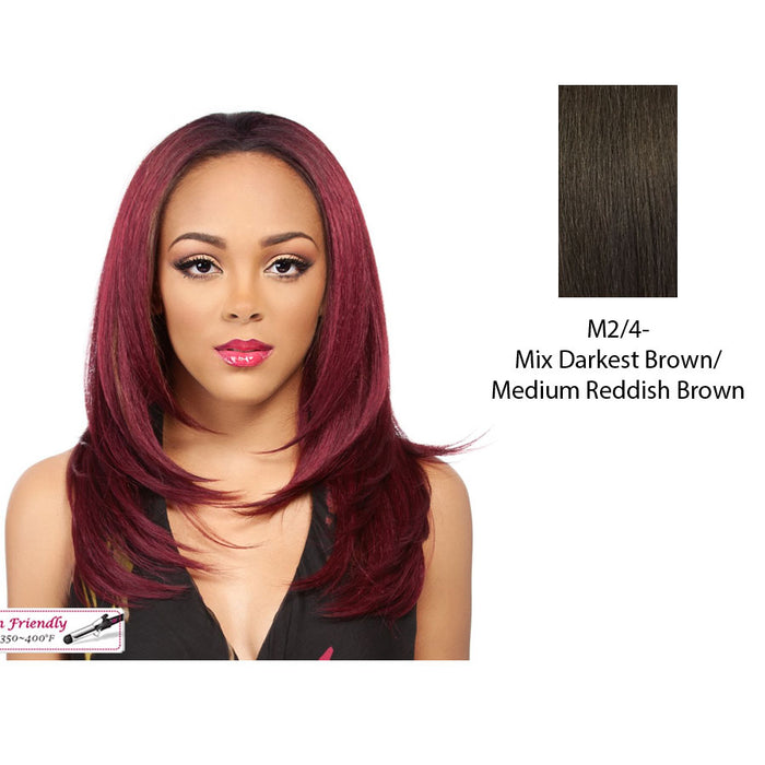 Synthetic Hair Half Wig Long Layered Bounce Curl Nenet,Mix of darkest brown and medium brown