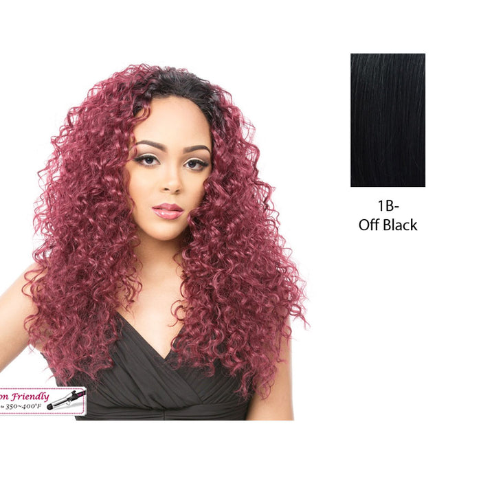 Premium Synthetic Hair Half Wig Long Curly Novia,Off black