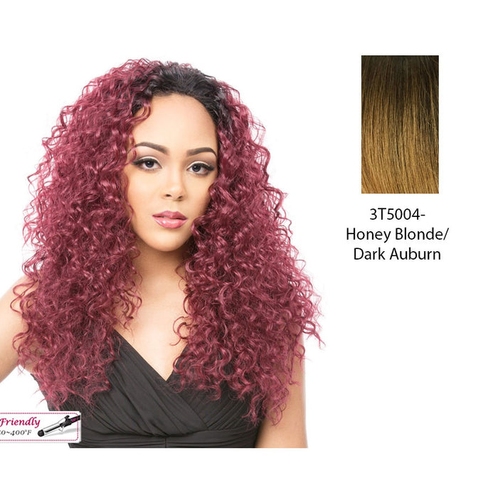 Premium Synthetic Hair Half Wig Long Curly Novia,Strawberry blonde with dark auburn roots