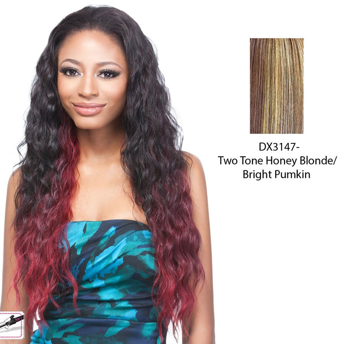 Futura Synthetic Half Wig Long Wavy High Heat Resistant Runaway,Two tone frost blend of strawberry blonde and bright pumpkin layer over gold light auburn bottom