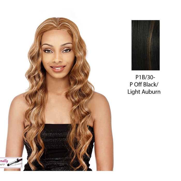 Futura Synthetic Half Wig Sasha,Off black base with light auburn highlights