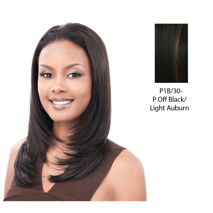 Premium Quality Hw Half Wig,Sheri,Off black base with light auburn highlights