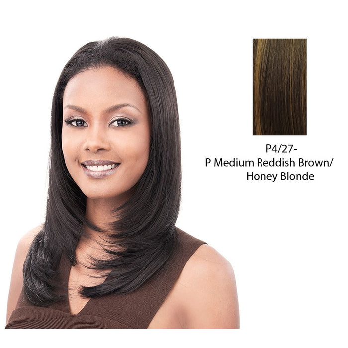 Premium Quality Hw Half Wig,Sheri,Medium brown base with strawberry blonde highlights