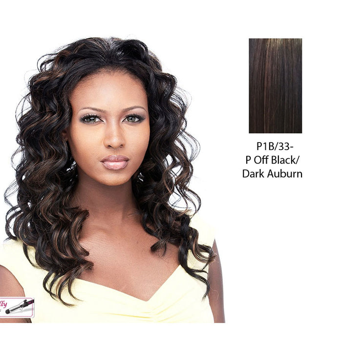 Futura Half Wig Penny,Off black base with dark auburn highlights
