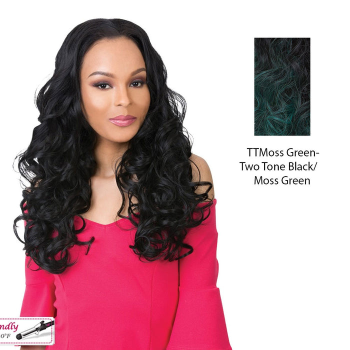 Hw Stardust Med To Long Curly Half Wig Iron Friendly,TT MOSS GREEN