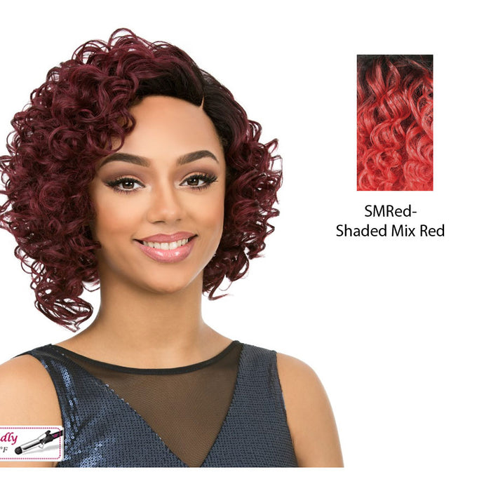 Synthetic Fibers, Short Curly Wave Bob Style Side Part Full Wigs,SM RED