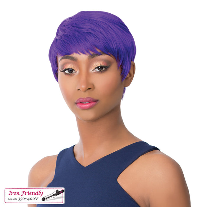 Synthetic Short Layered Pixie Cut Style Full Cap Wig Bebe,Purple