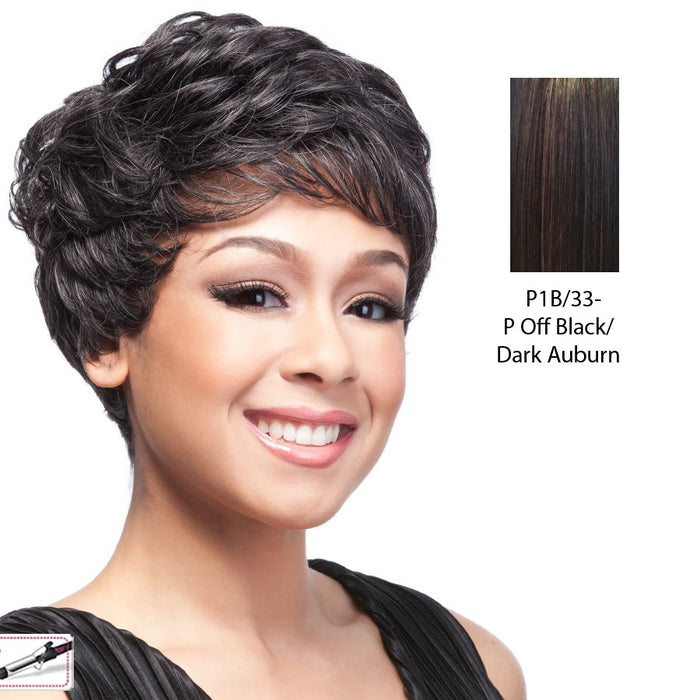 Sassy Mama Synthetic Full Wig Eden,Off black base with dark auburn highlights