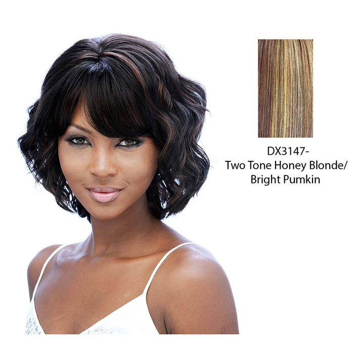 Premium Quality Wig Edna,Two tone frost blend of strawberry blonde and bright pumpkin layer over gold light auburn bottom