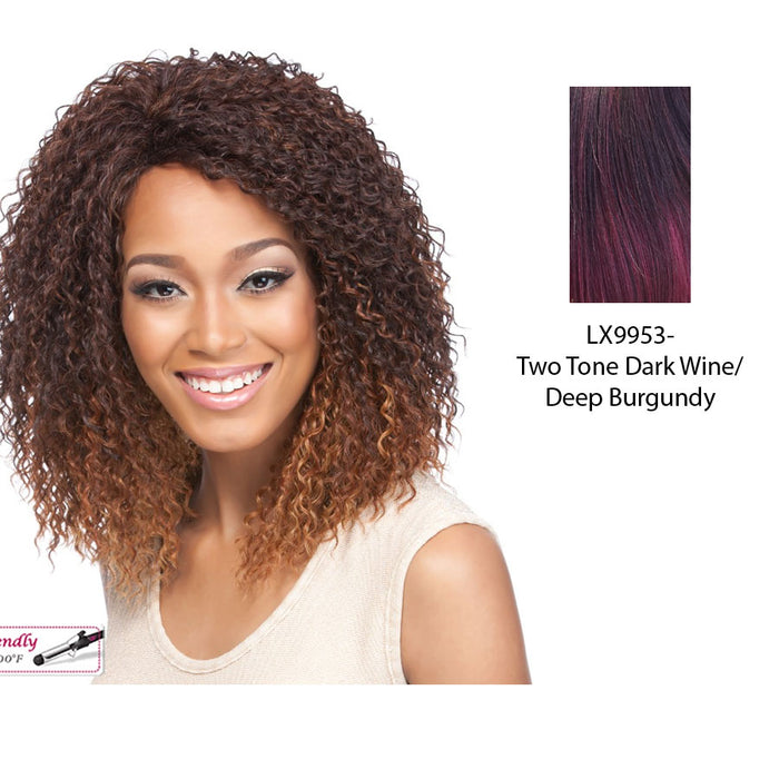 Synthetic Wig Effy,Two tone frost blend of dark wine layer over deep burgundy bottom