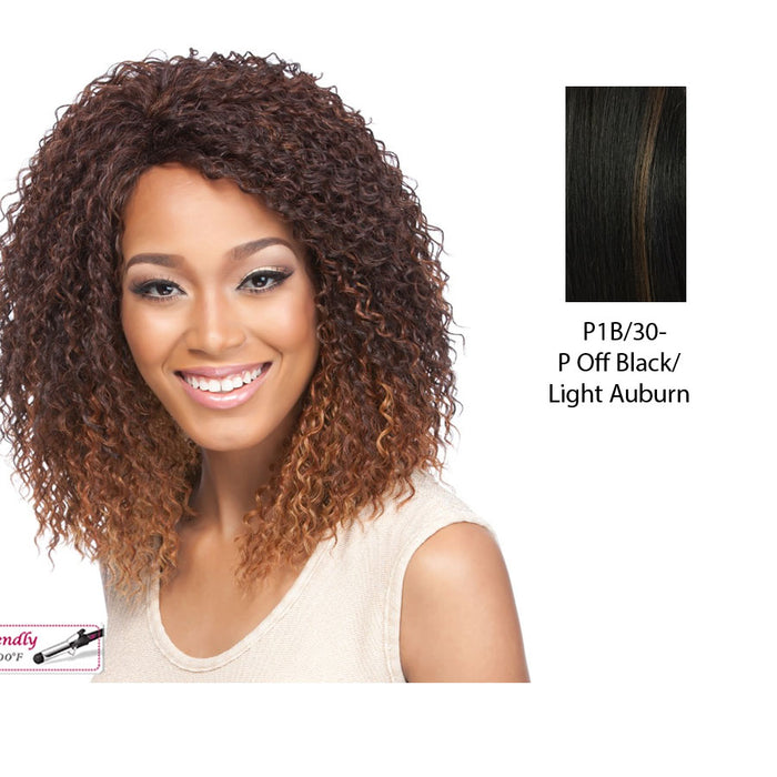 Synthetic Wig Effy,Off black base with light auburn highlights