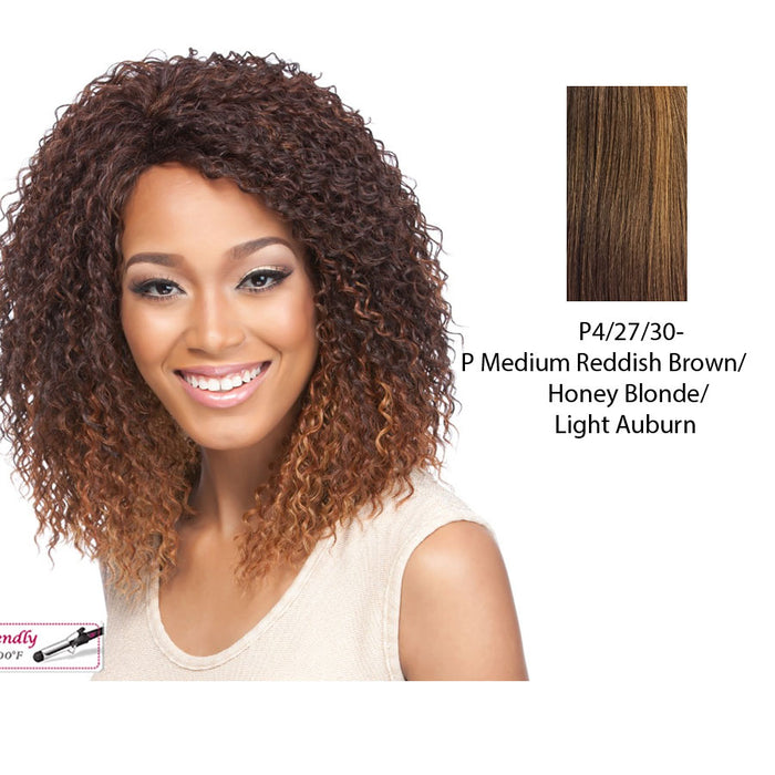 Synthetic Wig Effy,Streaked blend of medium brown, strawberry blonde, and light auburn