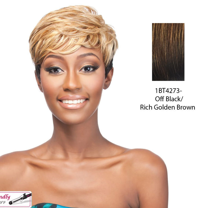 Synthetic Full Wig Elem,Off black roots tipped with rich golden brown