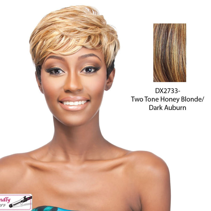 Synthetic Full Wig Elem,Two tone frost blend of strawberry blonde layer over dark auburn bottom
