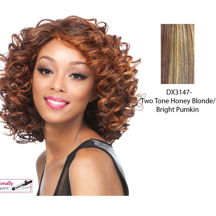 Synthetic Wig Elisa,Two tone frost blend of strawberry blonde and bright pumpkin layer over gold light auburn bottom