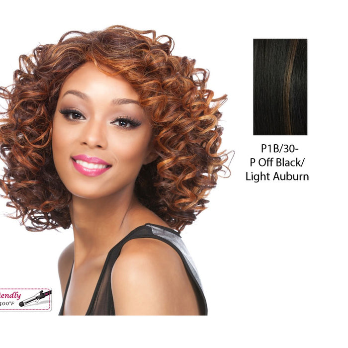 Synthetic Wig Elisa,Off black base with light auburn highlights