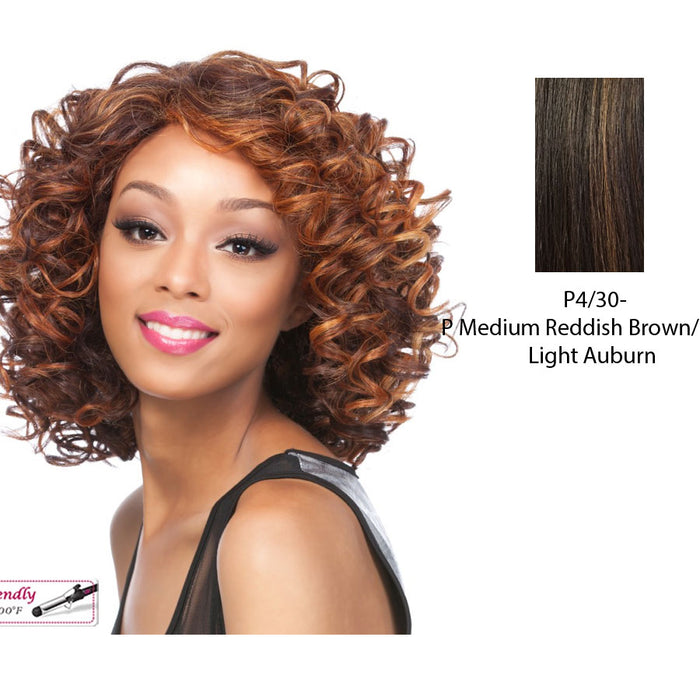 Synthetic Wig Elisa,Medium brown base with light auburn highlights