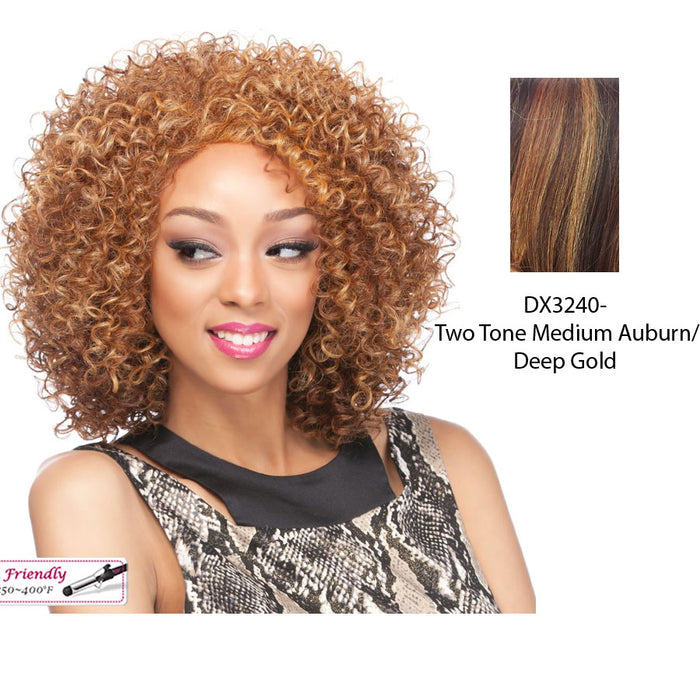 Synthetic Full Wig Fanny,Two tone frost blend of medium auburn and deep gold layer over medium auburn bottom