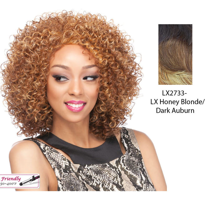 Synthetic Full Wig Fanny,Two tone frost blend of dark auburn layer over strawberry blonde bottom