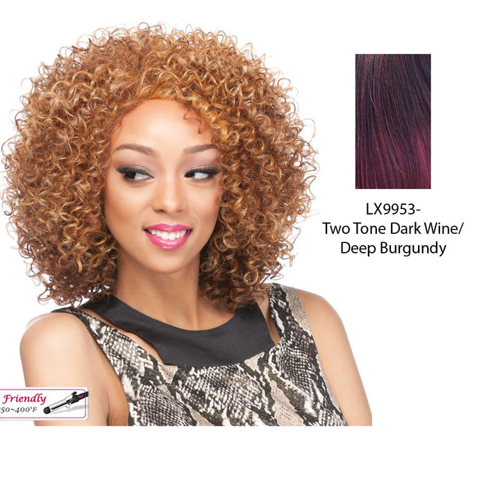 Synthetic Full Wig Fanny,Two tone frost blend of dark wine layer over deep burgundy bottom