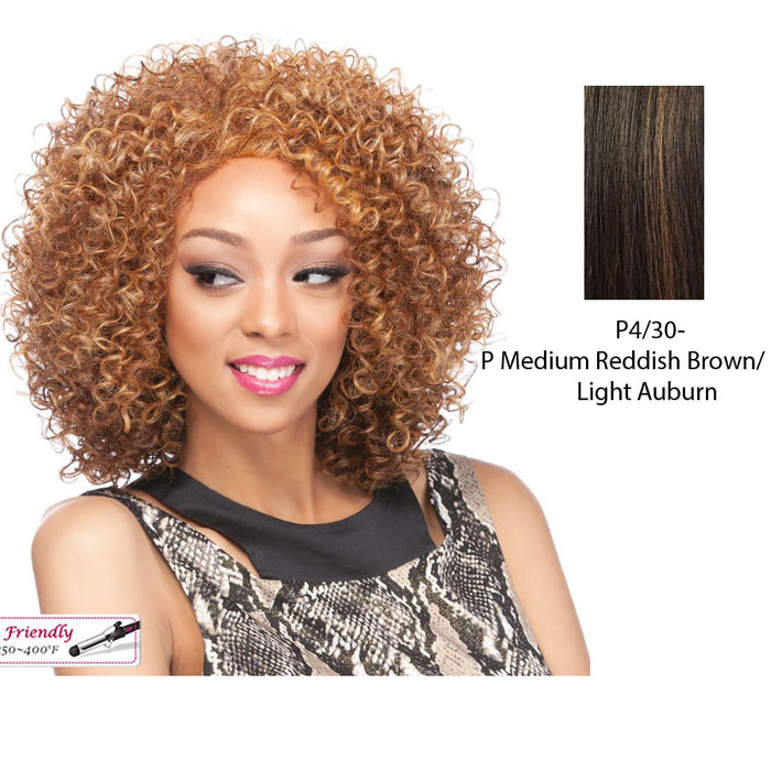 Synthetic Full Wig Fanny,Medium brown base with light auburn highlights