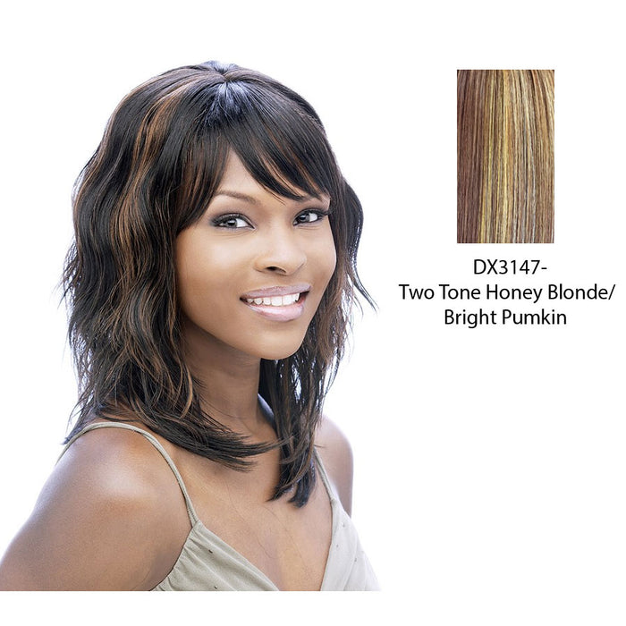 Synthetic Wig Hazel,Two tone frost blend of strawberry blonde and bright pumpkin layer over gold light auburn bottom