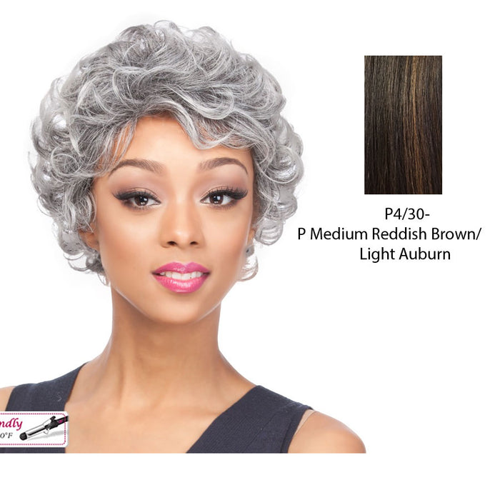Heat Friendly Synthetic Wig Ianna,Medium brown base with light auburn highlights