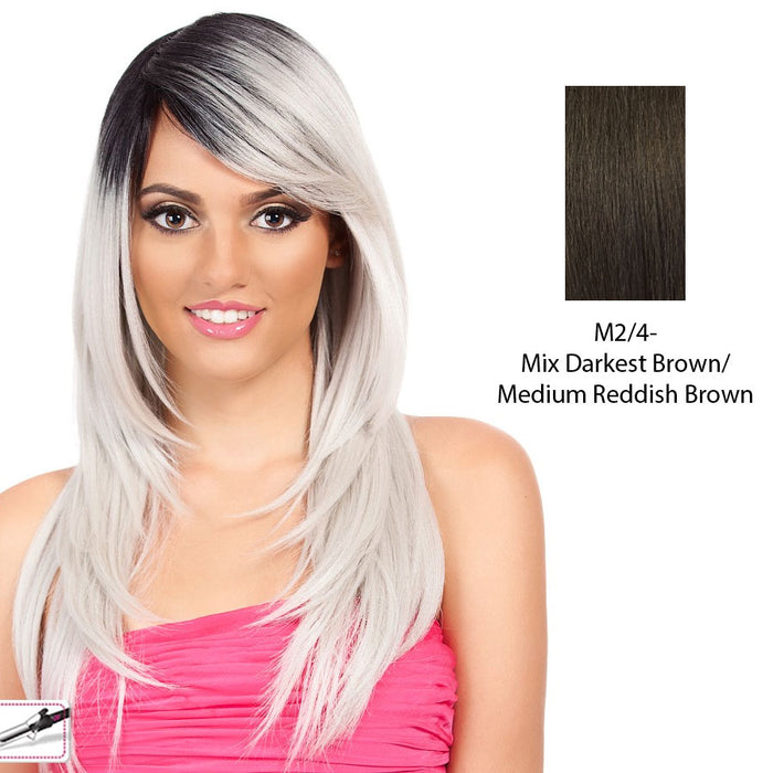 Heat Friendly Synthetic Wig Journey,Mix of darkest brown and medium brown