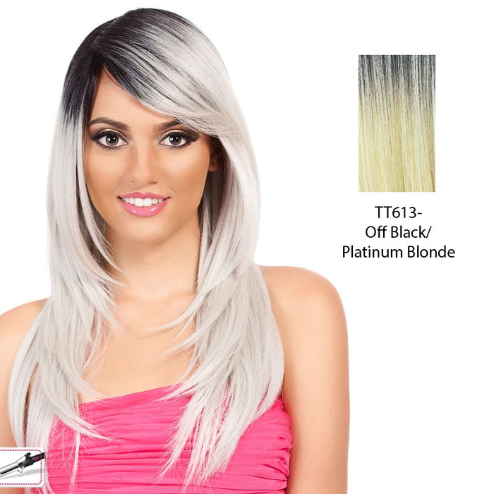 Heat Friendly Synthetic Wig Journey,Platinum blonde with dark roots