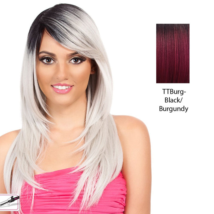 Heat Friendly Synthetic Wig Journey,Two tone off black/burgundy