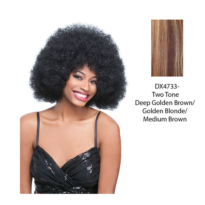 Synthetic Wig Jumbo Afro,Two tone frost blend of deep golden brown, and golden blonde with medium brown bottom