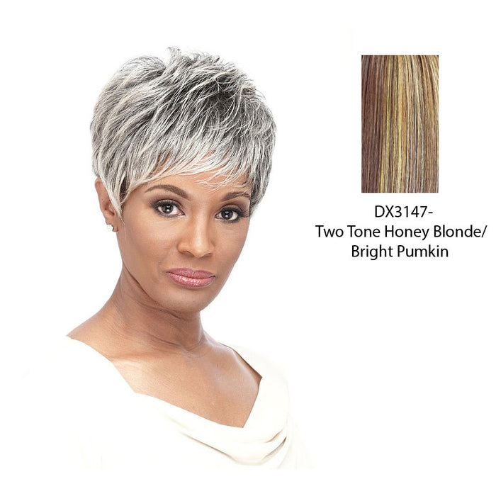 Synthetic Wig Krissy,Two tone frost blend of strawberry blonde and bright pumpkin layer over gold light auburn bottom