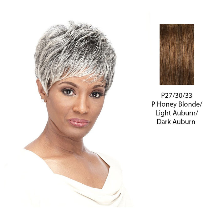 Synthetic Wig Krissy,Streaked blend of medium brown, strawberry blonde, and light auburn