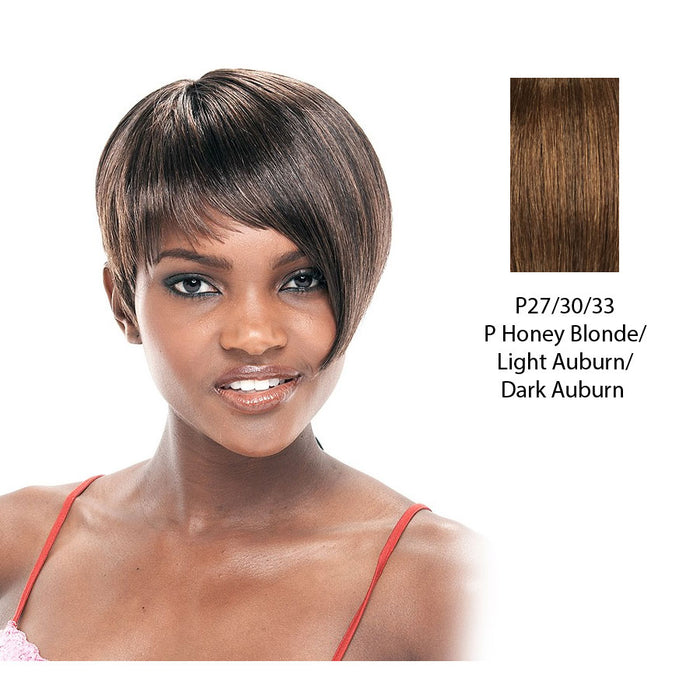Synthetic Full Wig Lara,Streaked blend of strawberry blonde, light auburn, and dark auburn
