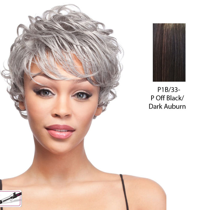 Morgan Heat Friendly Synthetic Wig,Off black base with dark auburn highlights
