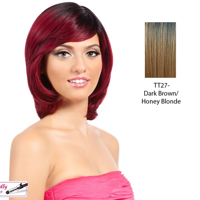 Synthetic Futura Full Wig Orchid,Dark brown roots with strawberry blonde