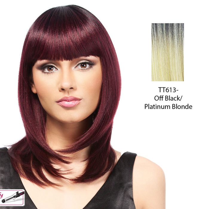 Piper Synthetic Wig,Platinum blonde with dark roots
